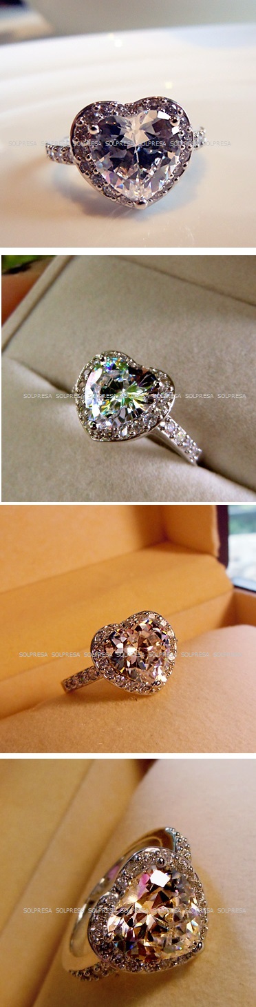 Solpresa One Karat Zircon Crystal Diamond Engagement Ring 