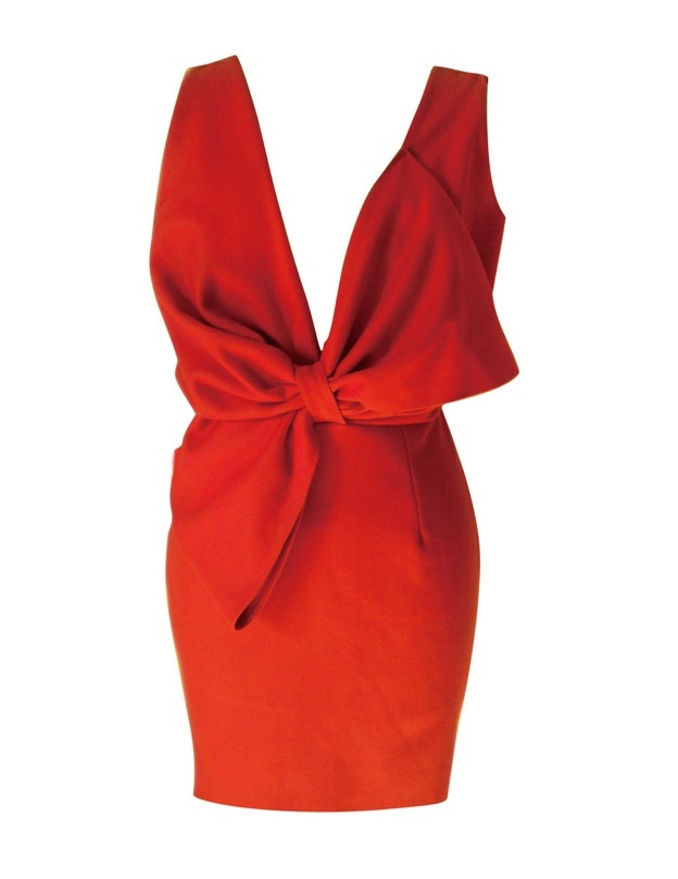 SOLPRESA Classic Bow Ramp Designed Dress ORENRED