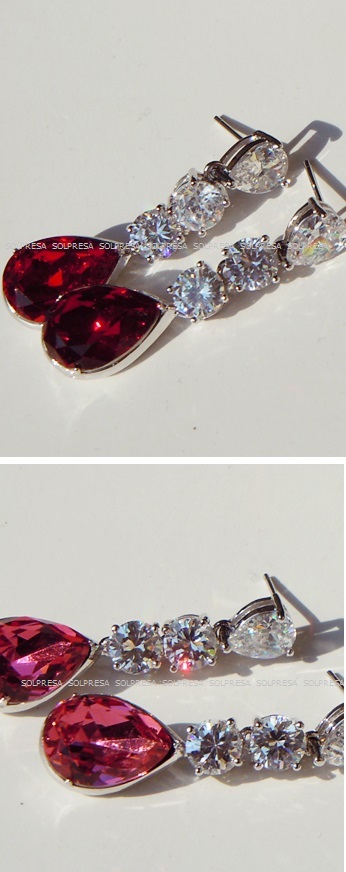 Solpresa Classic Austrian Crystal Drop Earrings RED
