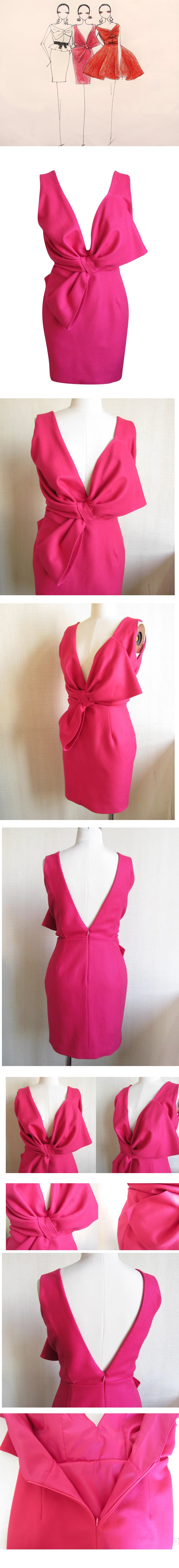 SOLPRESA Classic Bow Ramp Designed Dress PINK