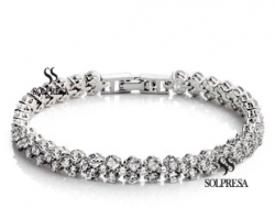 Solpresa Elegant White Rhodium Diamond Roman Bracelet
